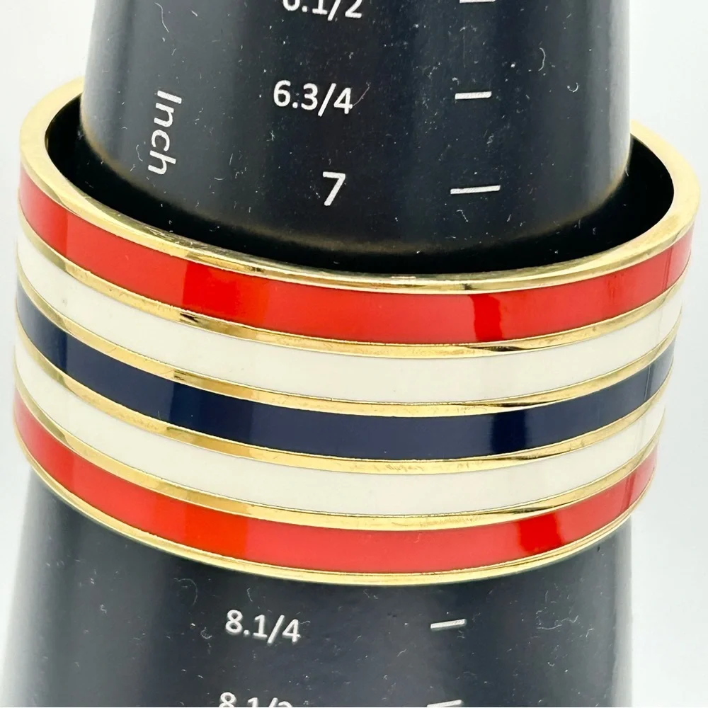 Kate Spade Red White Navy “Read Between the Lines” Bangle Bracelet - Picture 5 of 5